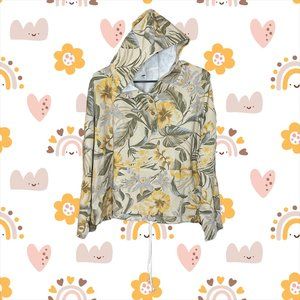 Women's Plus Size XXL Tropical Cropped Cinched Drawstring hoodie